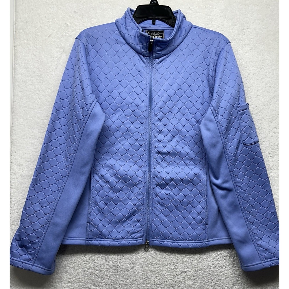Straight Down Womens Size XL Blue Long Sleeve Quilted Full Zip Jacket New (U7)